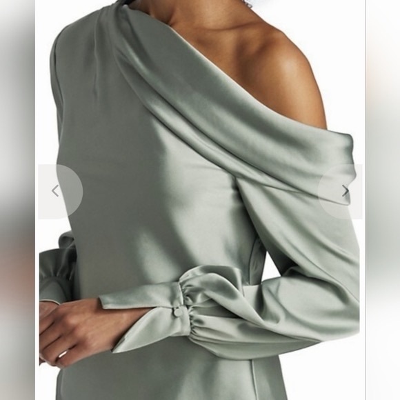 NWT Jonathan Simkhai Alice Satin One Shoulder Top in Sage